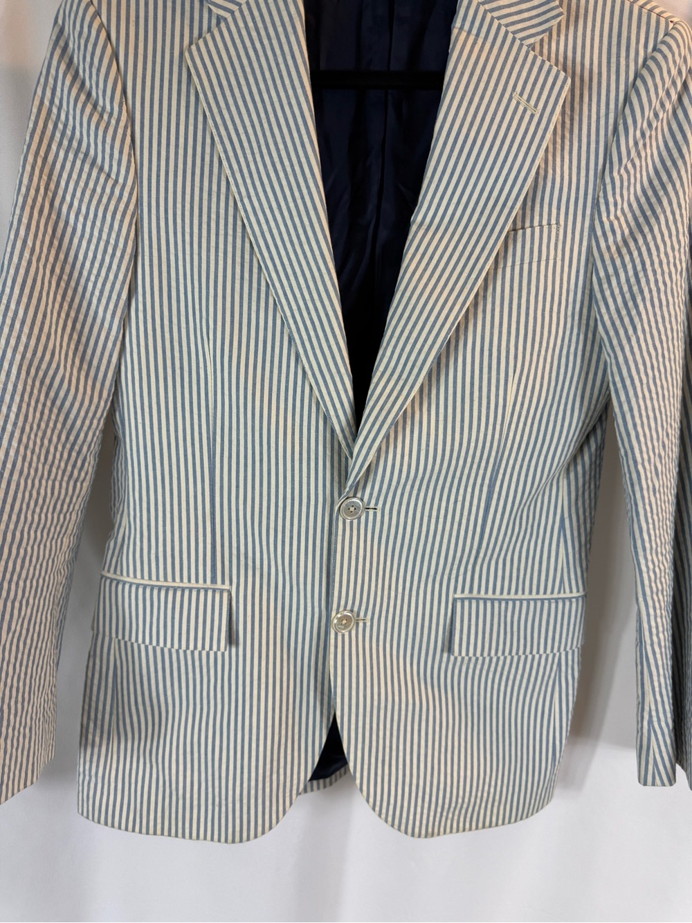 J. Crew Ludlow Fit Blue and White Seersucker Suit Jacket - Picture 4 of 15